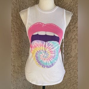 Lauren Moshi Tie Dye Mouth Tank Top Brand New NWT Size XS